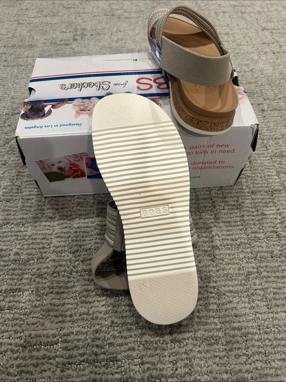Skechers Women's Bobs Desert Kiss Low - Breezy Stripe Tan 6.5